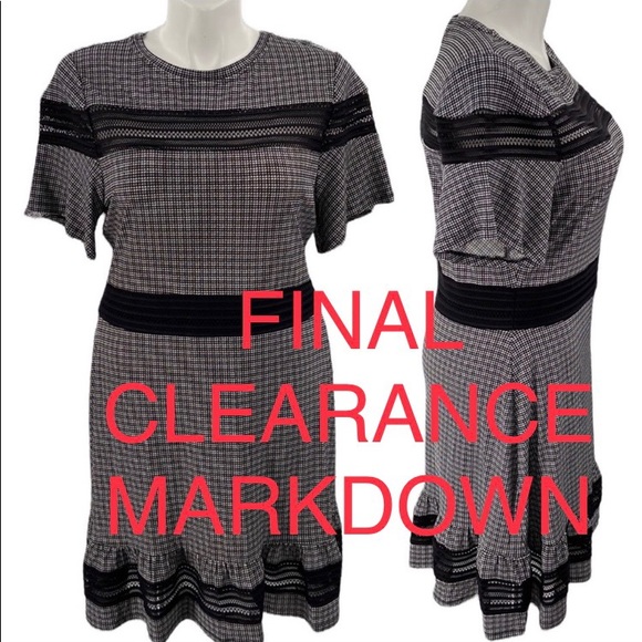 MICHAEL Michael Kors Dresses & Skirts - Michael Kors dress size XL black & white peek a boo flounce stretchy zip up